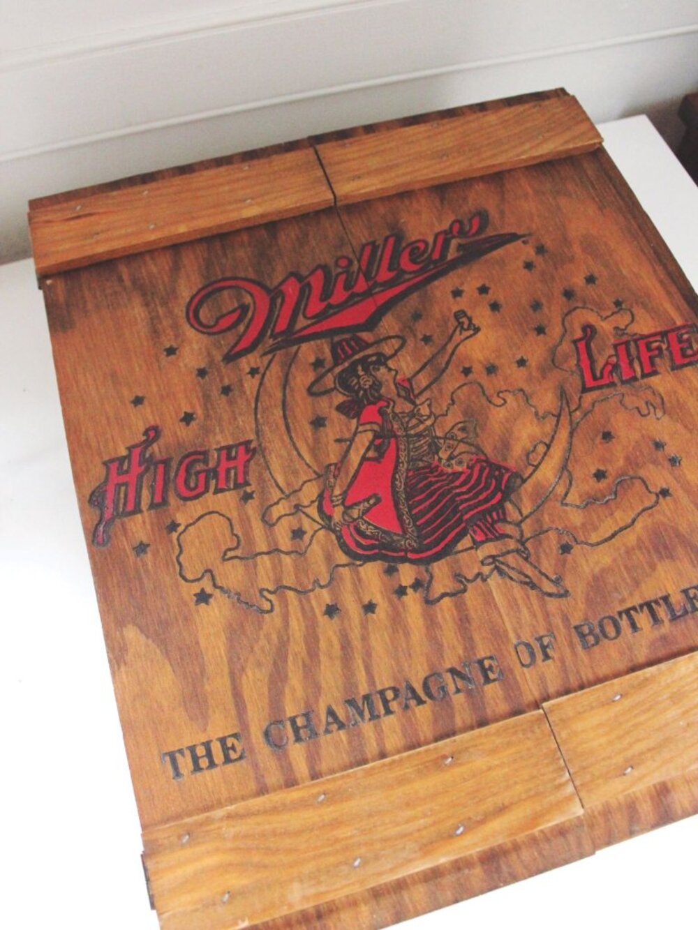 Vintage Miller High Life Wooden Cabinet Wall Hanging Crate Box Storage - Picture 4 of 10